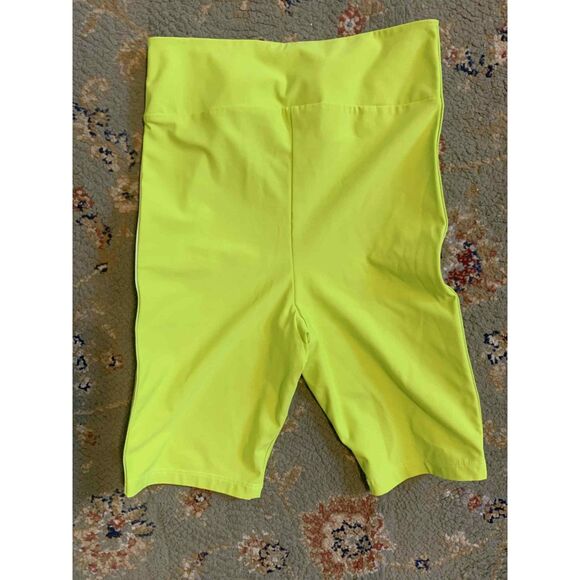 MONSE Lime Neon Green Logo Side Stripe Biker Shorts, size S - Picture 6 of 6